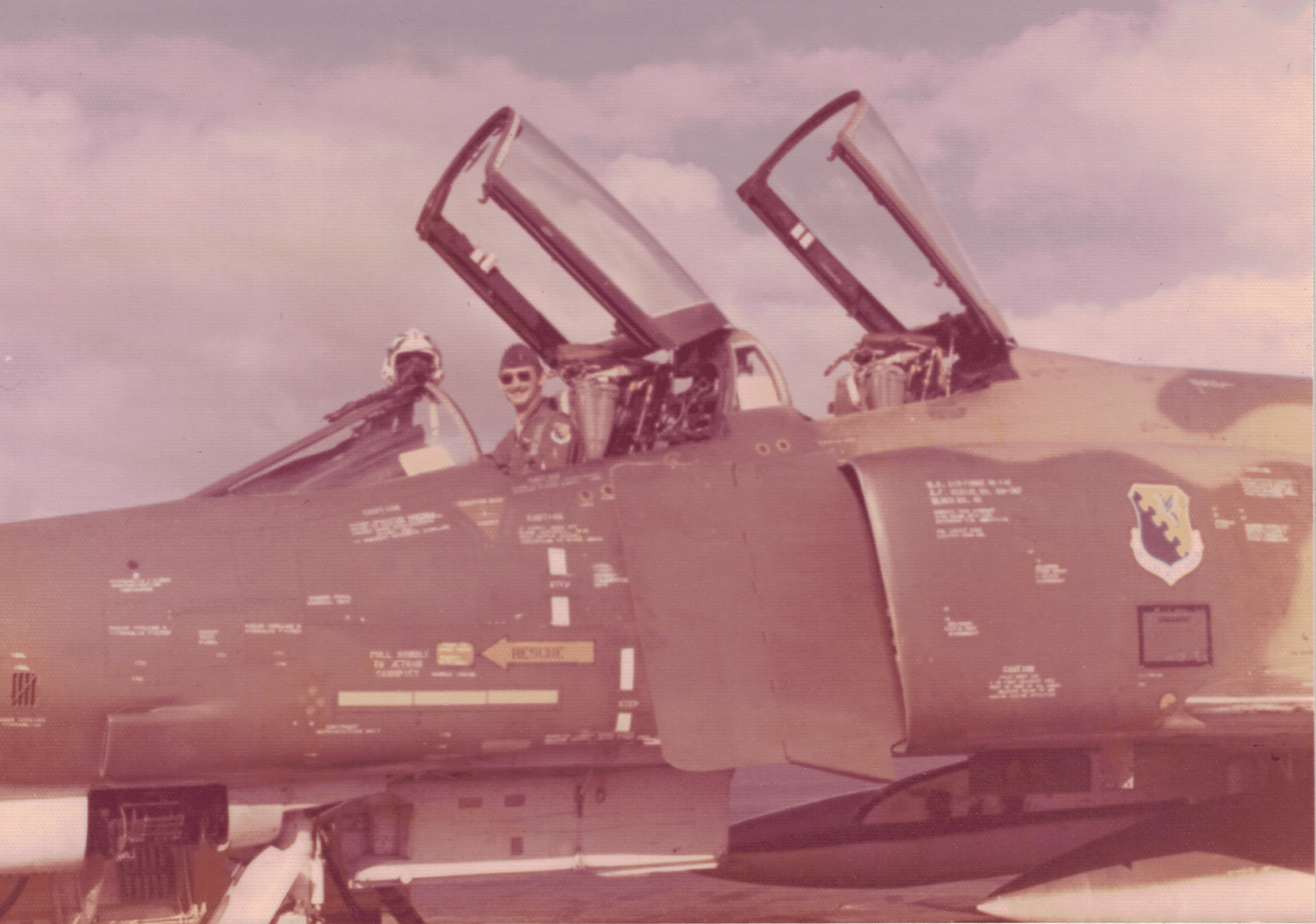 Captain Sid Lorio in an F-4 Phantom cockpit
